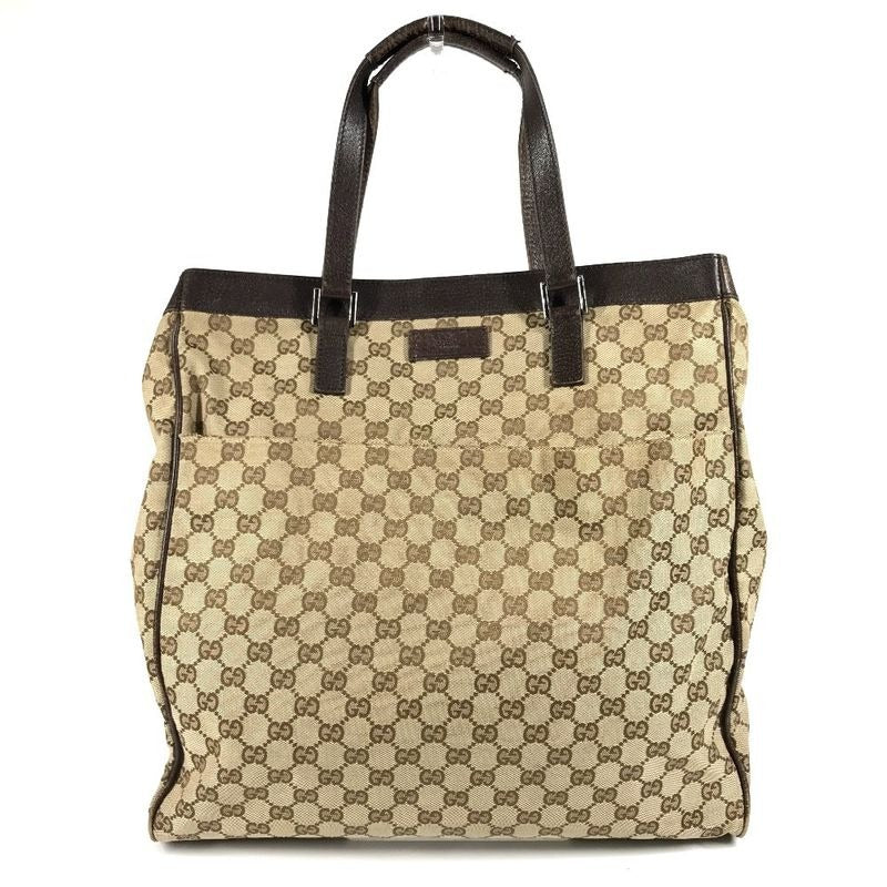 Gucci Shoulder Bag GG Logo Canvas Leather Beige