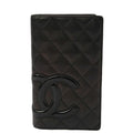 Chanel Long Wallet Cambon Line Metallic Black