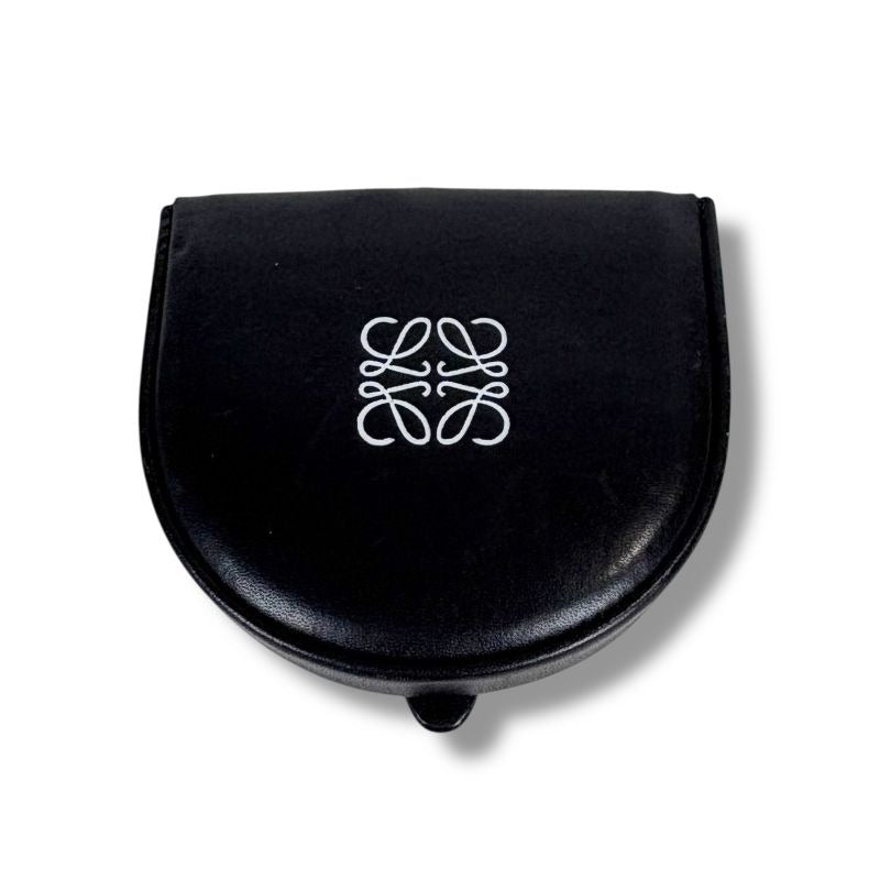 Loewe Anagram Logo Coin Case Purse Leather Black