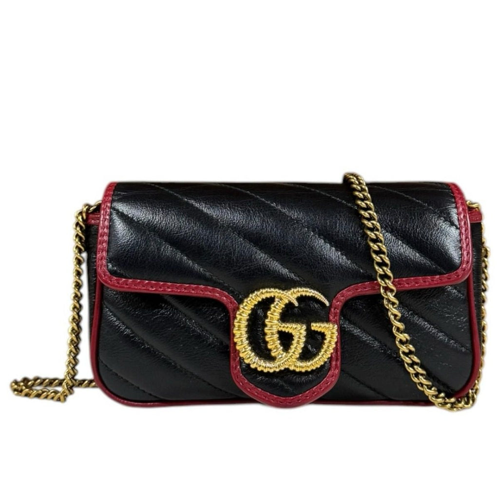 Gucci Super Mini Bag GG Marmont Leather Black