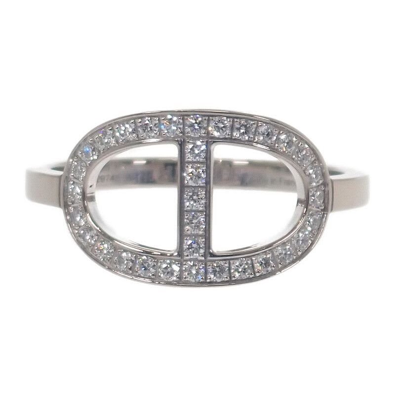 Hermes Chaine D'ancre Contour MM 53 no 13 B Ring 18Kwhite Gold Diamond — view 2