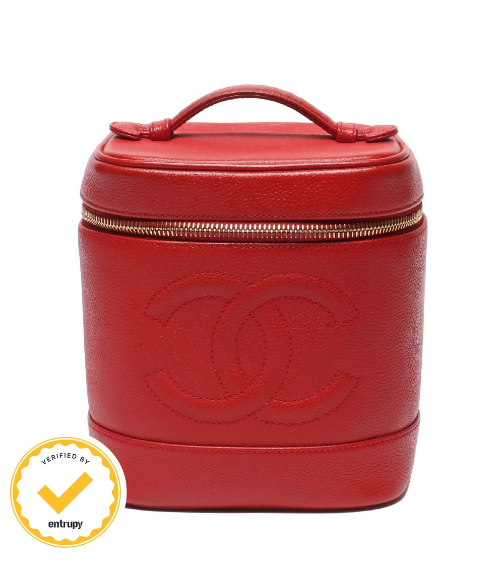 Chanel Vanity Pouch Gold Caviar Leather