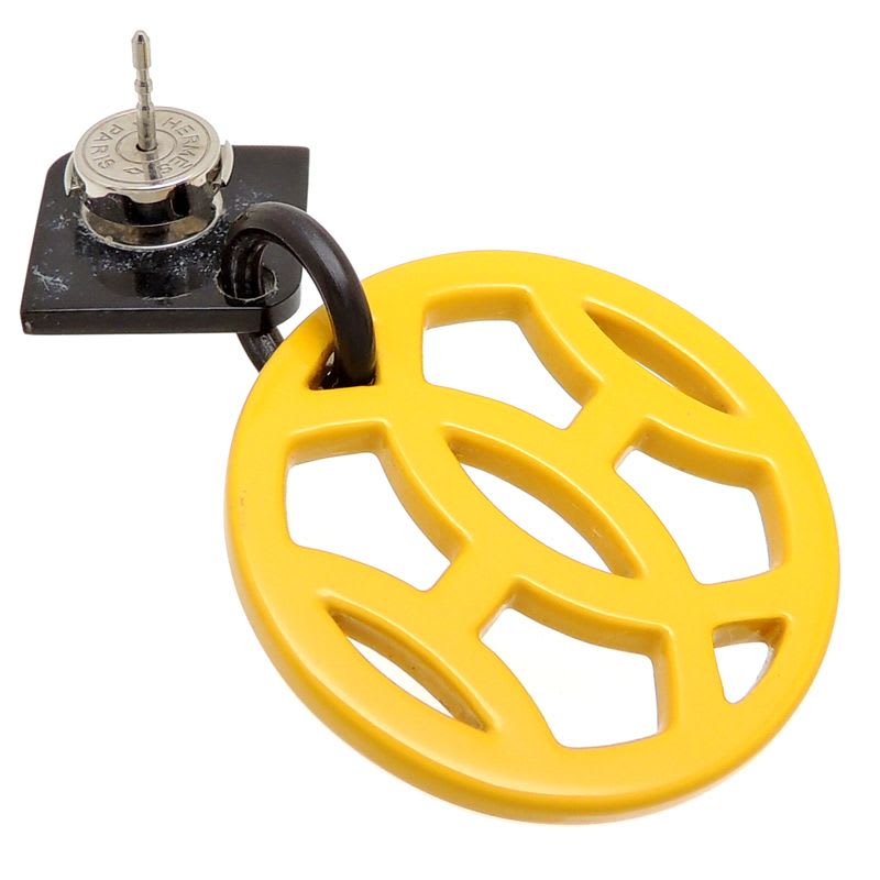 Hermes Enamel Yellow Peace Sign Earrings — view 3