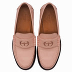 Gucci Interlocking G Loafer Shoes Cutout Pink Black — view 3