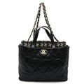 Chanel CC Logo Portobello Quilted Tote 2-Way Shoulder Bag Chain Leather Tweed