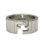 Fendi FF Motif Logo Ring Silver Metal Sophisticated Presence Mode Couple