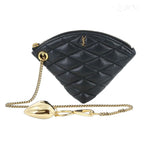 Saint Laurent Sade Coin Purse Leather Black Gold