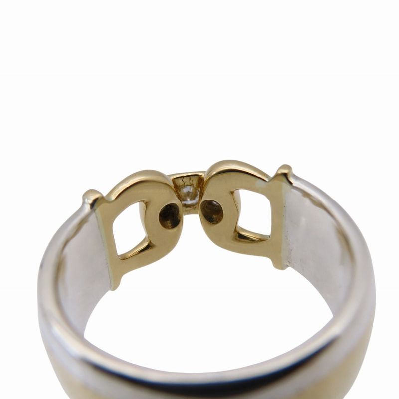Hermes 18K Yellow Gold Silver 925 Diamond Ring 18KG 750 — view 8