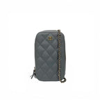 Chanel Shoulder Bag Gray Gold CC Logo Quilted Phone Case Mobile Pouch