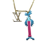 Louis Vuitton Animal's Zoom Kun Mp2928 Necklace Metal Enamel Gold Blue Pink — view 3