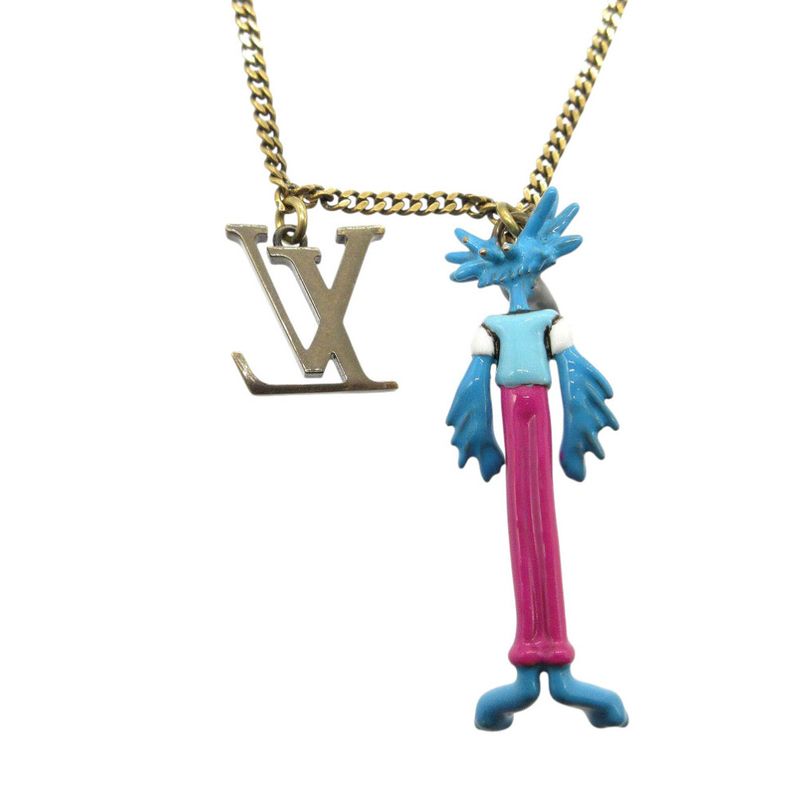 Louis Vuitton Animal's Zoom Kun Mp2928 Necklace Metal Enamel Gold Blue Pink — view 3