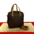 Louis Vuitton Vintage Spontini Monogram Leather 2-Way Shoulder Bag Handbag Brown