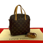 Louis Vuitton Vintage Spontini Monogram Leather 2-Way Shoulder Bag Handbag Brown