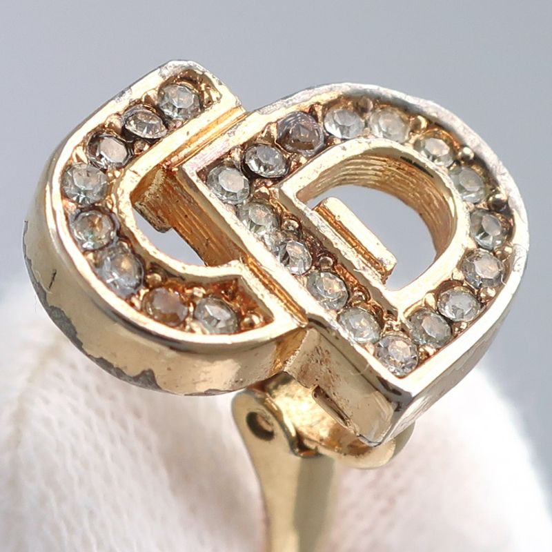 Dior CD Logo Gold Plated and Rhinestone Earrings 5.0 — view 7