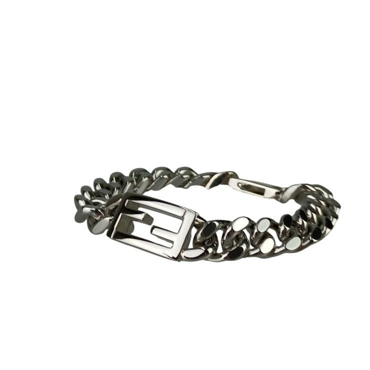 Fendi Bracelet FF Logo Baguette Link Chain Silver Metal — view 2
