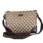 Gucci GG Canvas Leather Shoulder Bag Crossbody Messenger Business Brown