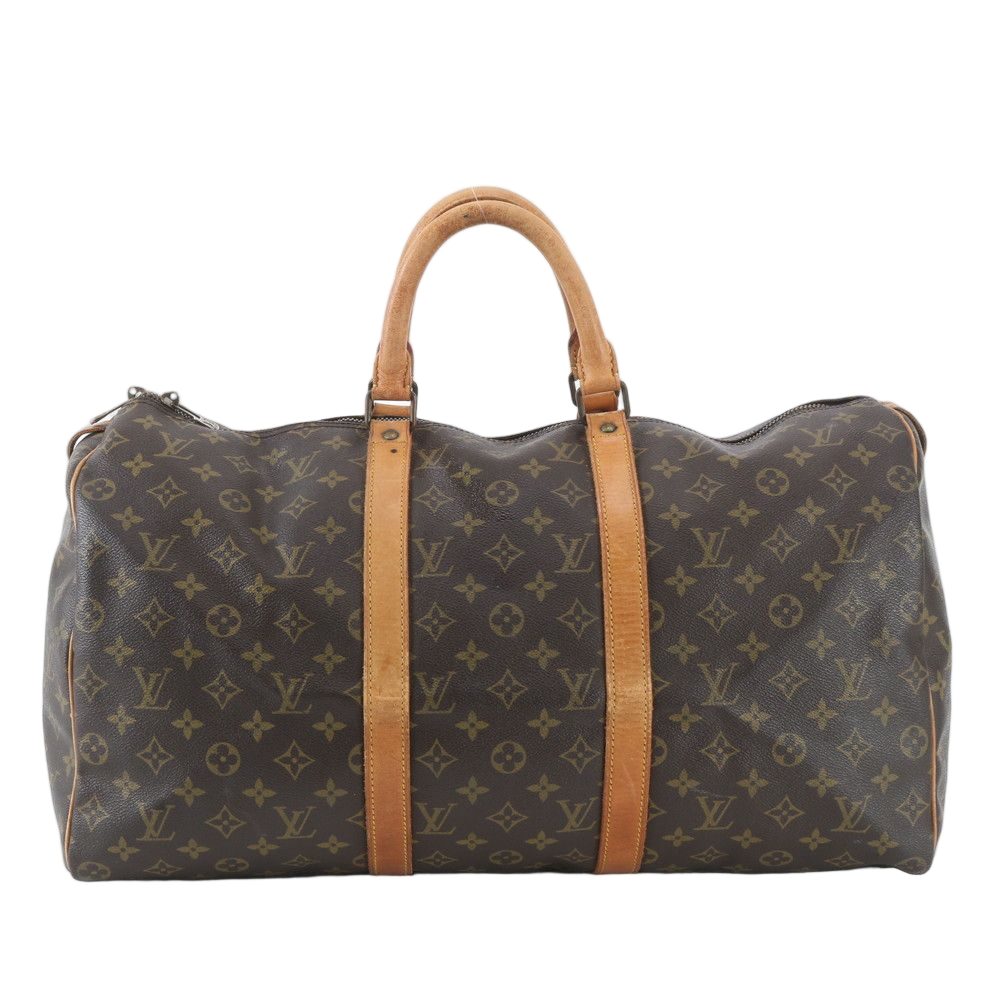 Louis Vuitton Monogram Keepall 50 Leather Boston Bag Tote Carry