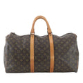 Louis Vuitton Monogram Keepall 50 Leather Boston Bag Tote Carry