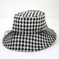Dior Hat with Lace Decoration Houndstooth Pattern Polyester Black 58