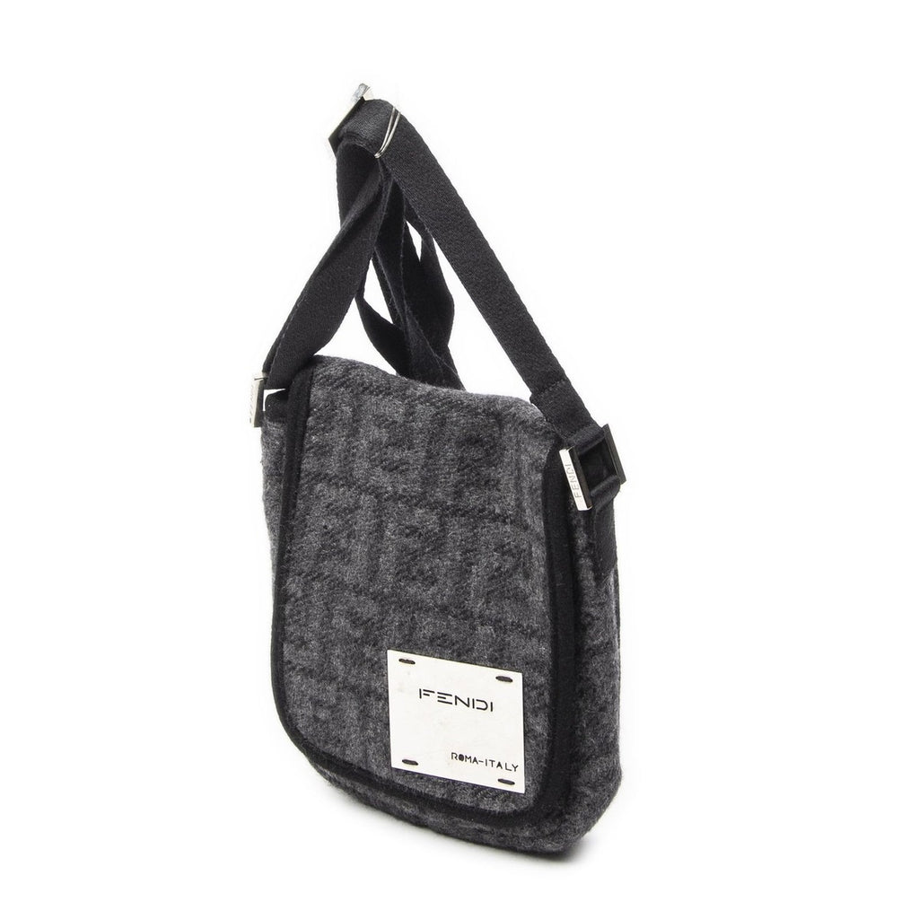 Fendi Mini Faux Crossbody Dark Grey Black Zucca Cowl Canvas Gray — view 2