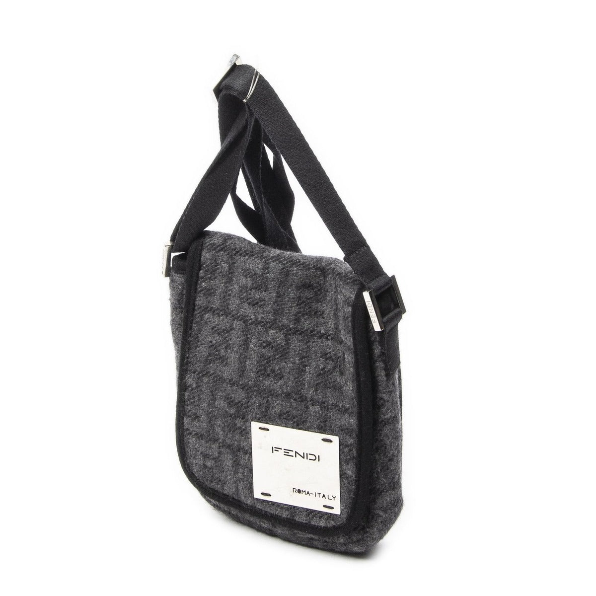 Fendi Mini Faux Crossbody Dark Grey Black Zucca Cowl Canvas Gray — view 2