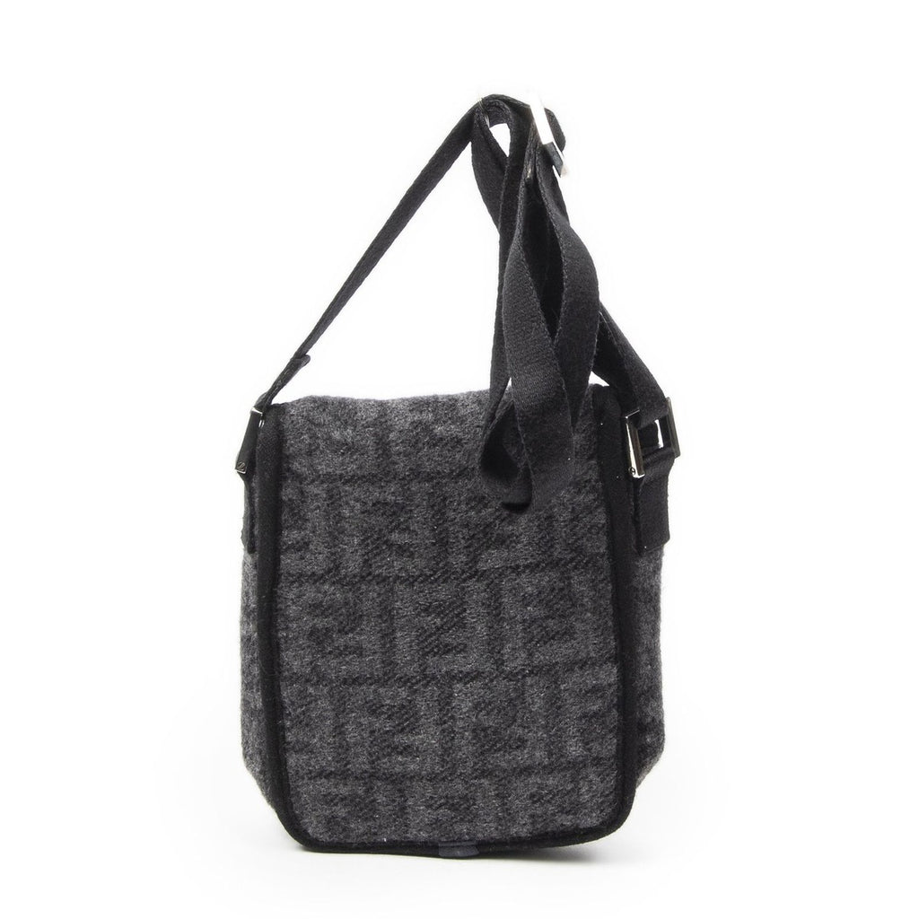 Fendi Mini Faux Crossbody Dark Grey Black Zucca Cowl Canvas Gray — view 5