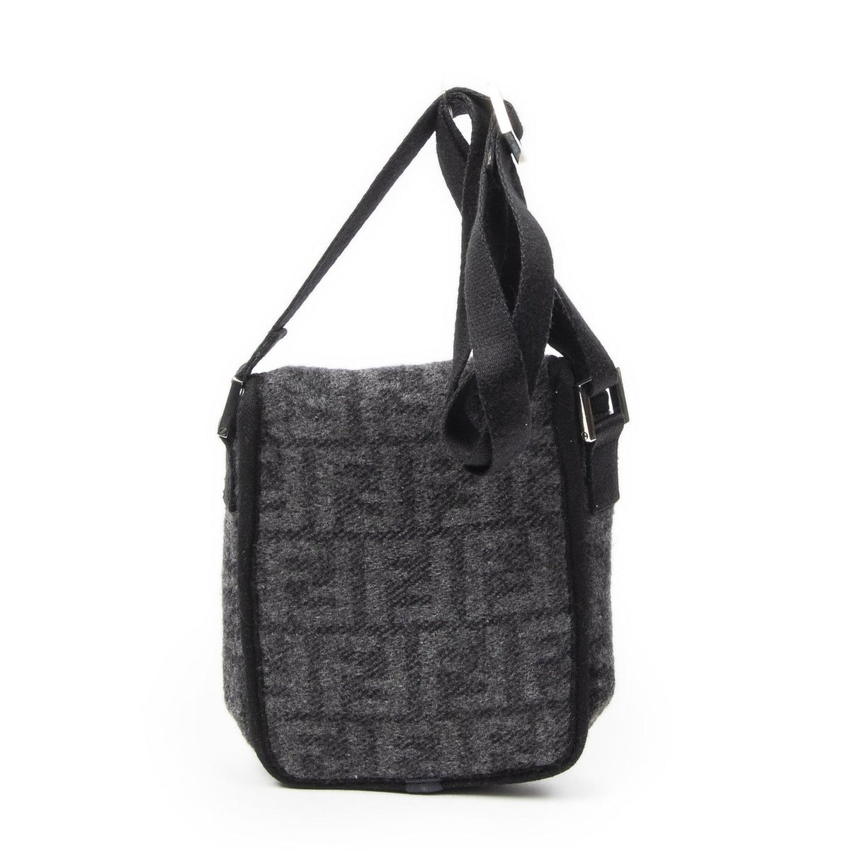 Fendi Mini Faux Crossbody Dark Grey Black Zucca Cowl Canvas Gray — view 5