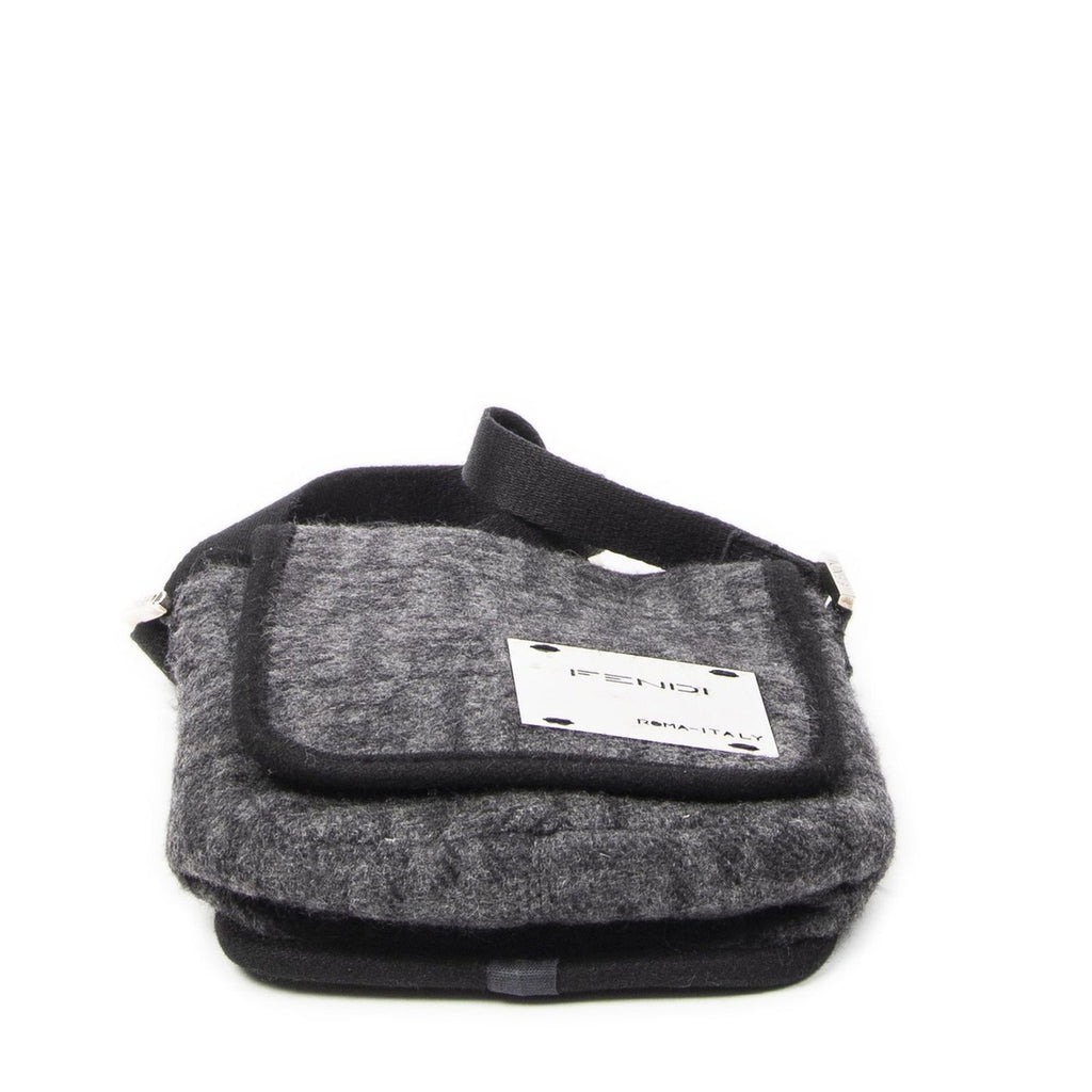 Fendi Mini Faux Crossbody Dark Grey Black Zucca Cowl Canvas Gray — view 6
