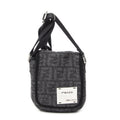 Fendi Mini Faux Crossbody Dark Grey Black Zucca Cowl Canvas Gray