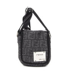 Fendi Mini Faux Crossbody Dark Grey Black Zucca Cowl Canvas Gray