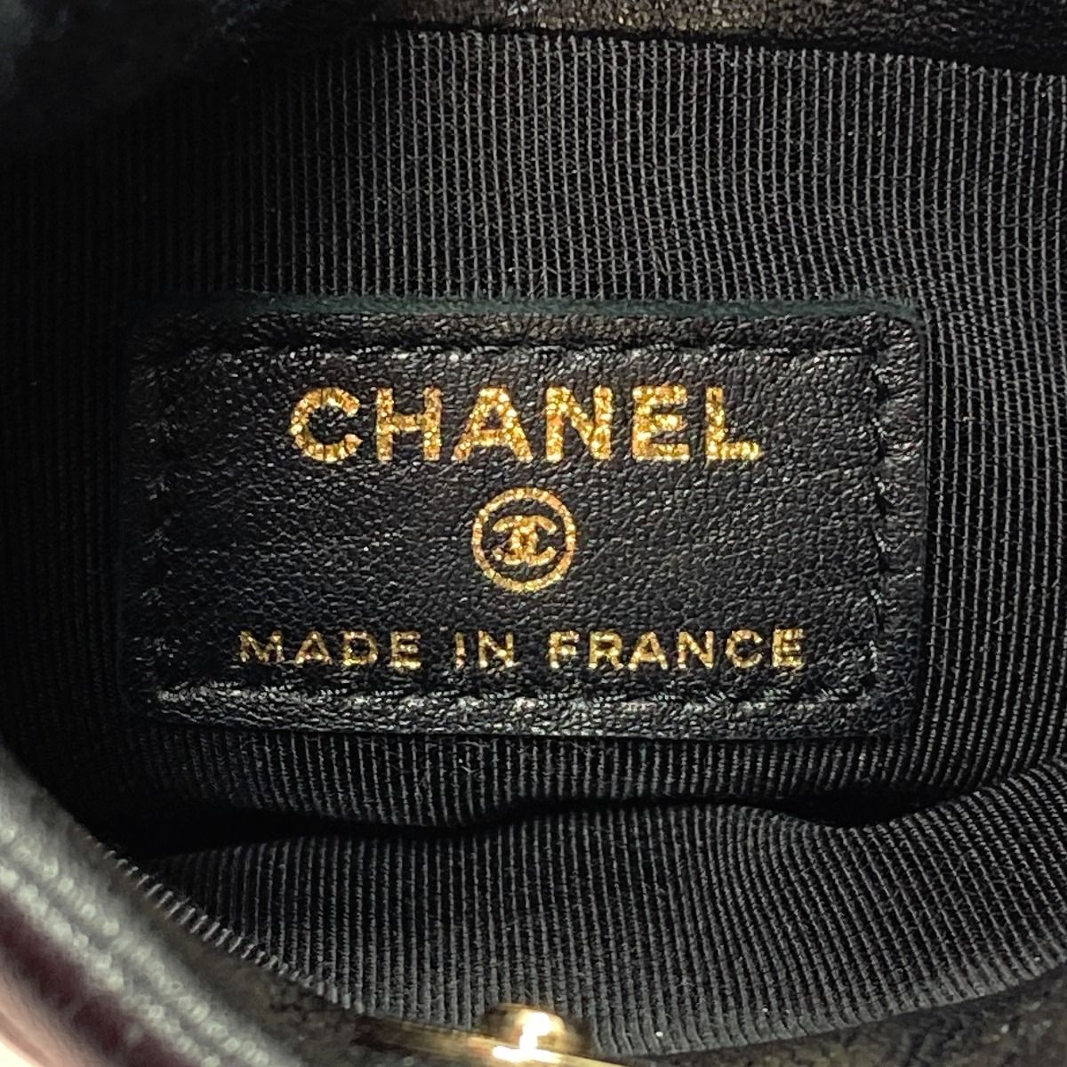 Chanel Coco Mark Quilted Chain Shoulder Bag Black Lambskin Phone Case — view 3