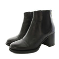 Chanel Side Gore Boots Short Leather CC Logo Vibram Sole 36c Black YT