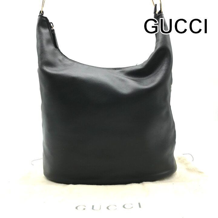 Gucci Leather Chain Shoulder Bag Black Gphardware Purse