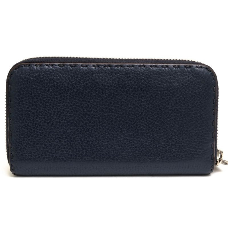 Fendi Long Wallet Women Leather Navy Blue 8 M0374 — view 2