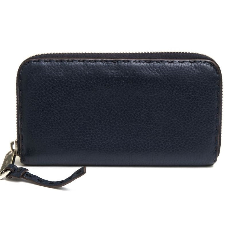 Fendi Long Wallet Women Leather Navy Blue 8 M0374