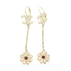 Chanel 18C Rhinestone Flower Earrings Set Gold