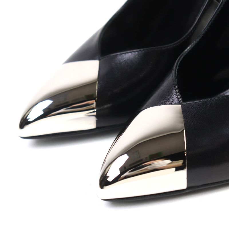Celine Metal Toe Leather Pumps Black Silver 35 Storage With Bag — view 5