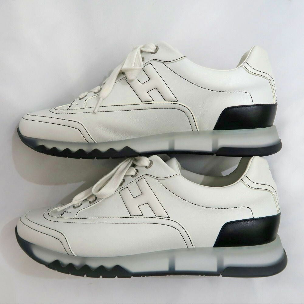 Hermes Trail Sneakers 40 White Leather Shoes — view 4