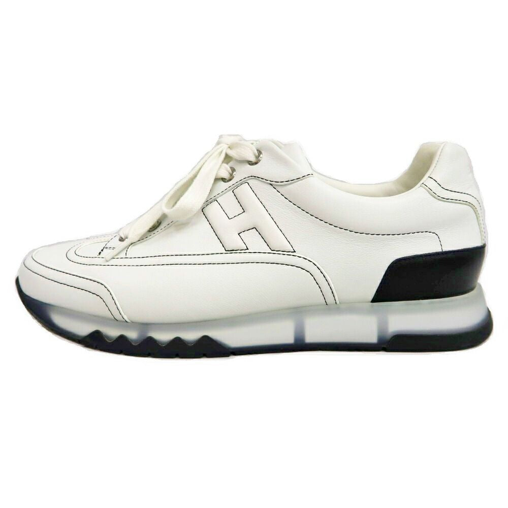 Hermes Trail Sneakers 40 White Leather Shoes