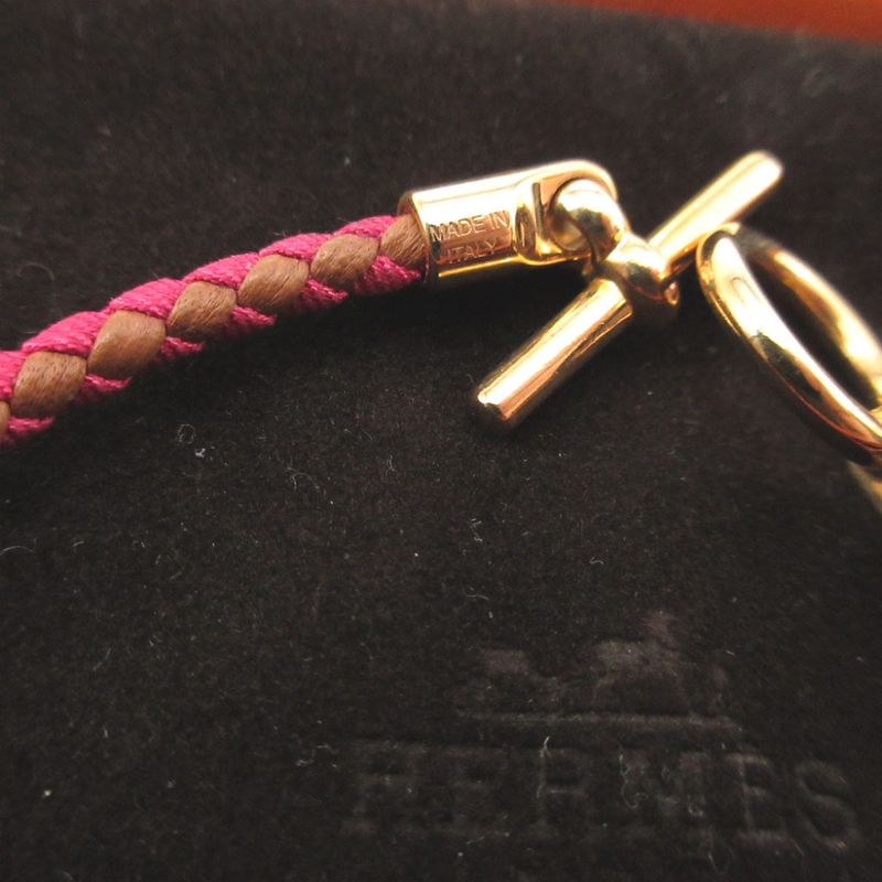 Hermes Leather Canvas Pink Brown Bracelet 0850 — view 5