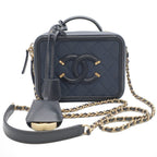 Chanel CC Filigree Vanity Chain Shoulder Bag Navy