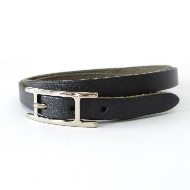 Hermes Api 3 Doubletour 2-Strand Bracelet Box Calf Black Silver Color — view 2