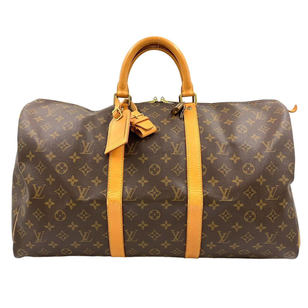 Louis Vuitton Keepall 50 Monogram Leather Brown Light Boston Bag Gold