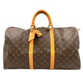 Louis Vuitton Keepall 50 Monogram Leather Brown Light Boston Bag Gold