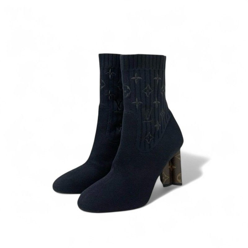 Louis Vuitton Silhouette Line Monogram Boots Short Shoes Fabric Leather