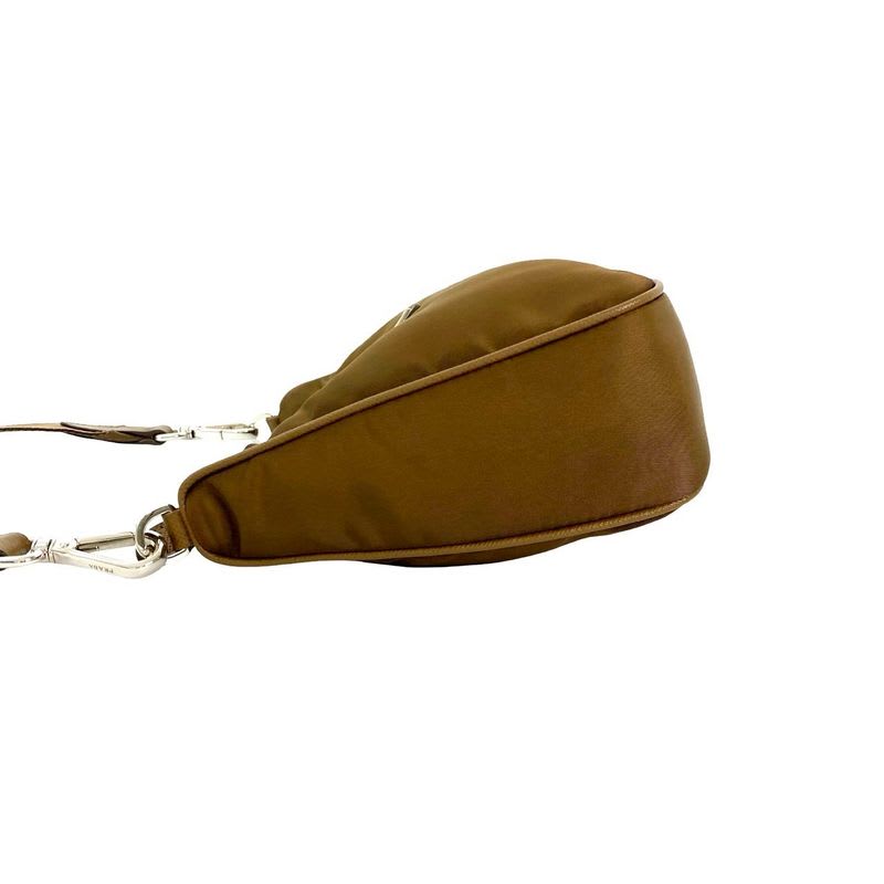 Prada Triangle Logo Hardware Nylon Saffiano Leather 2-Way Chain Semi