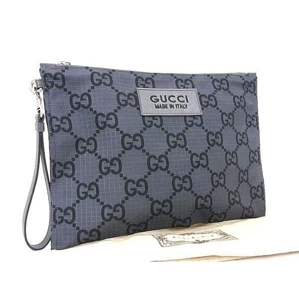 Gucci Clutch Gray Black GG Canvas Second Display