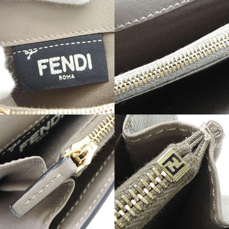 Fendi Bifold Wallet 8 M0308 Peekaboo Leather Beige Glaze Gold Hardware Long — view 7