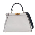 Fendi Selleria Peekaboo Regular 2-Way Bag Leather White Navy