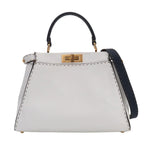 Fendi Selleria Peekaboo Regular 2-Way Bag Leather White Navy